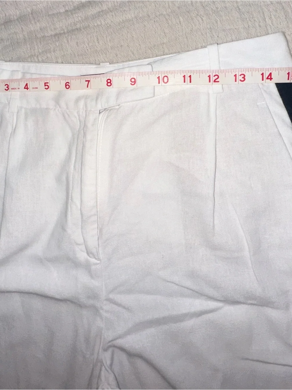 Zara White Linen Pants with Black Waist Label Detail